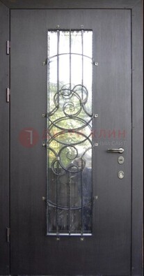 Остекленная стальная дверь с ковкой ДСК-26 в Хотьково