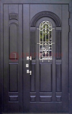Входная дверь Винорит со стеклом и ковкой с узором ДСК-270 в Хотьково