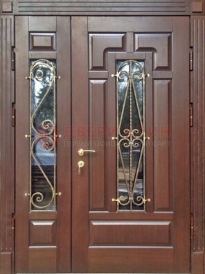 Стальная распашная дверь Винорит стекло и ковка ДСК-274 в Хотьково