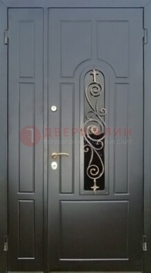 Металлическая дверь Винорит со стеклом в темном цвете ДСК-276 в Хотьково