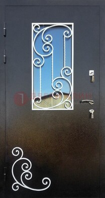 Входная дверь Порошок со стеклом и ковкой ДСК-278 в Хотьково
