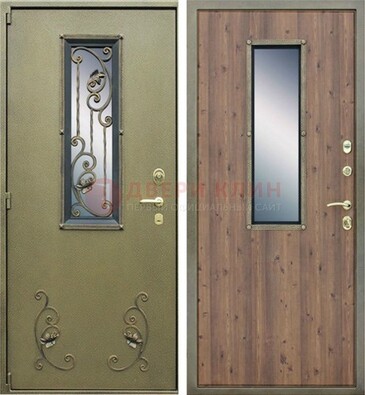 Офисная железная дверь со стеклом и ковкой ДСК-44 в Туле