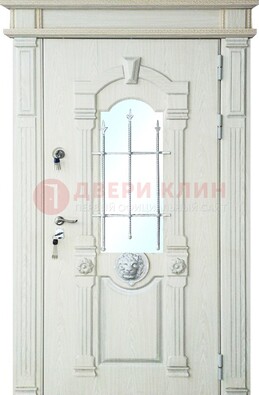 Герметичная входная дверь со стеклом и ковкой с украшением ДСК-64 в Хотьково