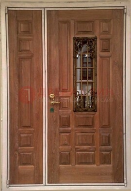 Стальная дверь со стеклом и ковкой ДСК-68 в общественное здание в Хотьково
