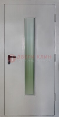 Белая металлическая техническая дверь со стеклянной вставкой ДТ-2 В Ижевске
