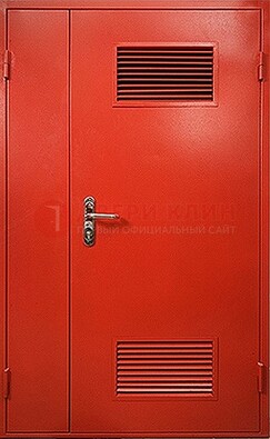 Красная железная техническая дверь с вентиляционными решетками ДТ-4 в Хотьково