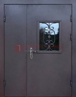 Тамбурная дверь Порошок со стеклом и ковкой ДТМ-48 в Хотьково