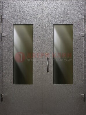 Серая тамбурная дверь со стеклянными вставками ДТМ-8 в Хотьково