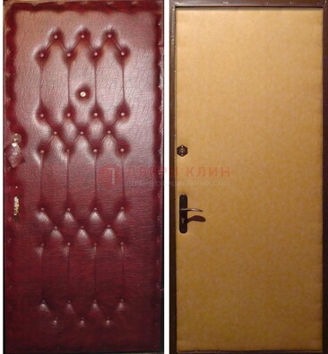 Бордовая металлическая дверь с винилискожей ДВ-1 в Перми