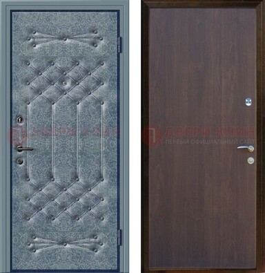 Серая металлическая дверь с винилискожей ДВ-35 в Хотьково