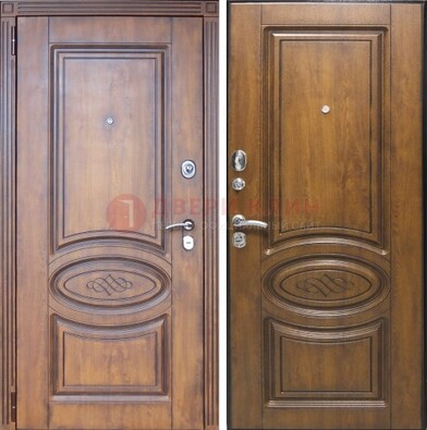 Коричневая металлическая дверь с виноритом ДВТ-10 в Хотьково
