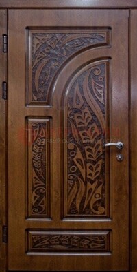 Коричневая стальная дверь с виноритом ДВТ-11 в Хотьково