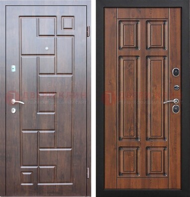 Металлическая коричневая дверь терморазрыв с виноритом и филенкой ДВТ-137 в Хотьково
