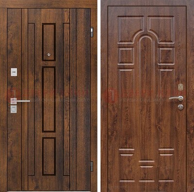 Стальная коричневая дверь с виноритом и МДФ с филенкой ДВТ-138 в Хотьково