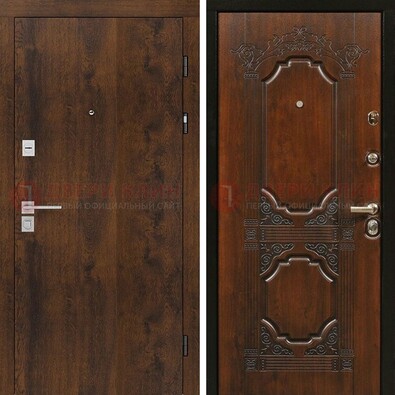 Стальная темная филенчатая дверь с виноритом и белой МДФ ДВТ-139 в Хотьково