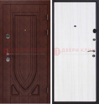 Уличная темная филенчатая дверь с виноритом и МДФ Белый ясень ДВТ-141 в Хотьково