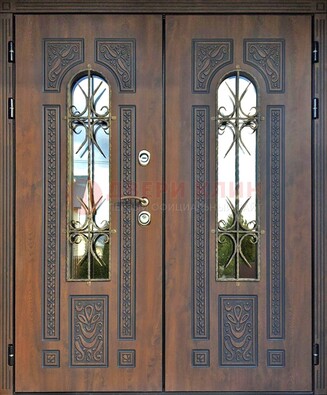 Стальная дверь в цвете Итальянский орех с виноритом и светлой МДФ ДВТ-154 в Хотьково