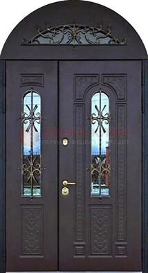 Железная дверь в цвете Итальянский орех с виноритом и темной МДФ ДВТ-157 в Хотьково