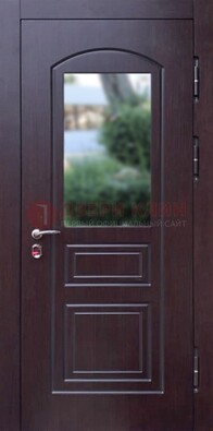 Темная железная дверь с виноритом и стеклом ДВТ-162 в Курске