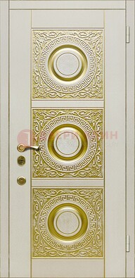 Белая входная дверь с виноритом и рисунком ДВТ-17 в Хотьково