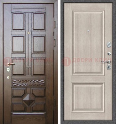 Коричневая металлическая дверь с виноритом ДВТ-223 в Хотьково