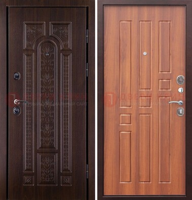 Темная металлическая дверь с виноритом и узором ДВТ-224 в Хотьково
