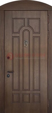 Коричневая стальная дверь с виноритом в форме арки ДВТ-237 в Хотьково