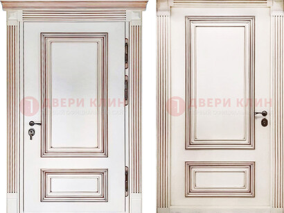 Белая металическая дверь с виноритом для дома ДВТ-239 в Сочи