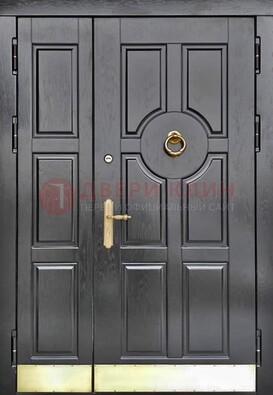 Черная металическая дверь с виноритом для дома ДВТ-241 в Хотьково