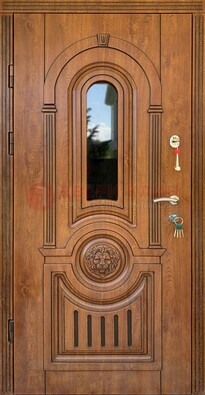 Классическая стальная дверь Винорит со стеклом и узором ДВТ-261 в Хотьково