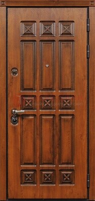 Коричневая стальная дверь с виноритом ДВТ-36 в Хотьково