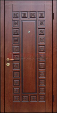 Коричневая стальная дверь с виноритом ДВТ-40 в Хотьково