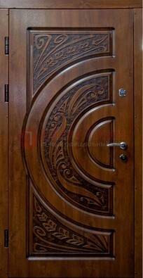 Коричневая металлическая дверь с виноритом ДВТ-42 в Хотьково