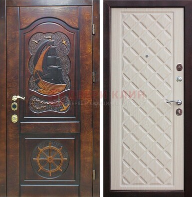 Темная железная дверь с виноритом и филенкой ДВТ-54 в Хотьково
