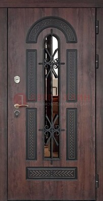 Темная стальная дверь с виноритом и узором ДВТ-57 в Хотьково