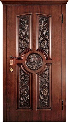 Филенчатая металлическая дверь с виноритом и резьбой ДВТ-69 в Сергиевом Посаде
