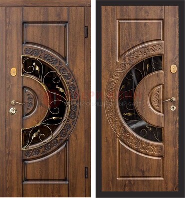 Металлическая дверь с виноритом и панелью Золотой Дуб ДВТ-71 в Новосибирске