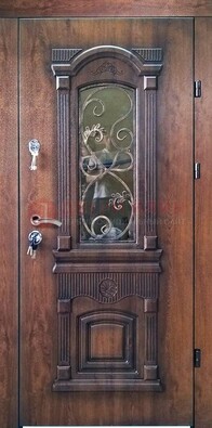 Темная дверь с виноритом и Белой МДФ ДВТ-73 в Хотьково