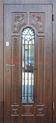 Входная стальная дверь с виноритом и светлой панелью внутри ДВТ-97 в Раменском