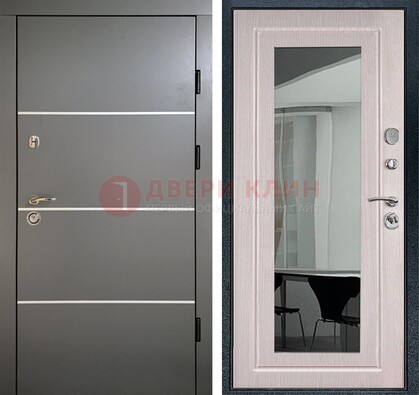 Черная металлическая дверь с зеркалом ДЗ-12 в Хотьково
