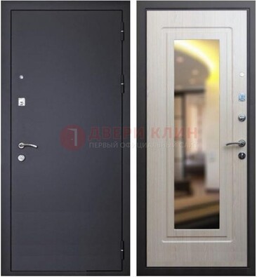 Черная металлическая дверь с зеркалом ДЗ-26 в Хотьково