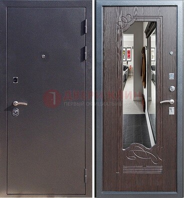 Черная входная дверь с зеркалом МДФ внутри ДЗ-29 в Хотьково