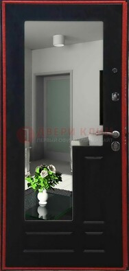Черная железная дверь с зеркалом МДФ внутри ДЗ-2 в Хотьково