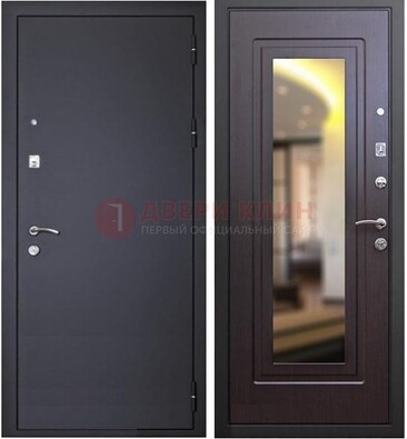 Черная железная дверь с зеркалом ДЗ-30 в Хотьково