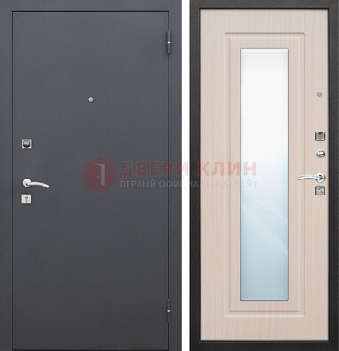 Черная входная дверь с зеркалом МДФ внутри ДЗ-31 в Хотьково