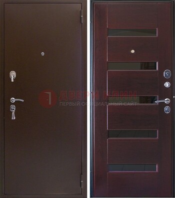 Темная железная дверь с зеркалом ДЗ-42 в Хотьково