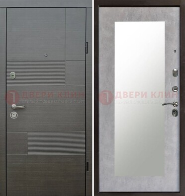 Темная входная дверь с МДФ панелью Венге и зеркалом внутри ДЗ-51 в Хотьково