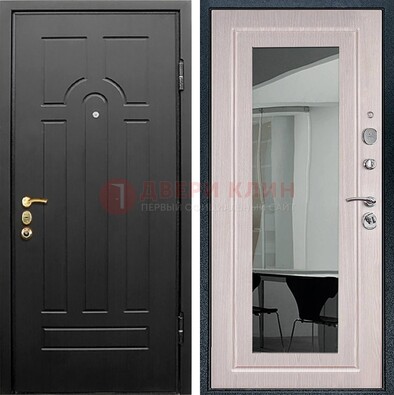 Темная стальная дверь с МДФ Капучино и зеркалом ДЗ-55 в Хотьково