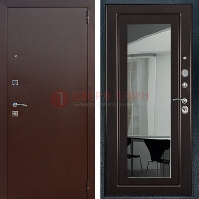 Металлическая дверь с порошковым напылением с МДФ и зеркалом ДЗ-61 