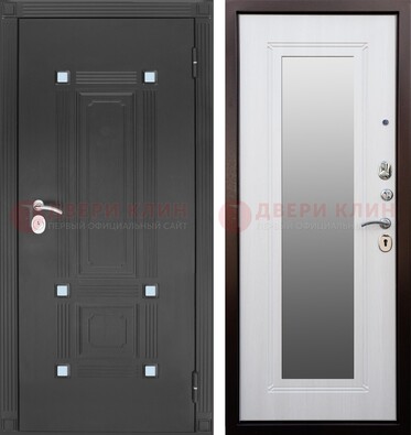 Стальная белая уличная дверь с МДФ Венге и зеркалом ДЗ-76 в Химках